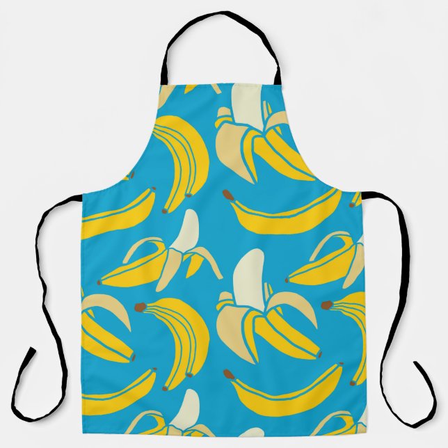 Yellow bananas, blue background pattern apron (Front)