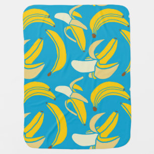 Yellow bananas, blue background pattern baby blanket