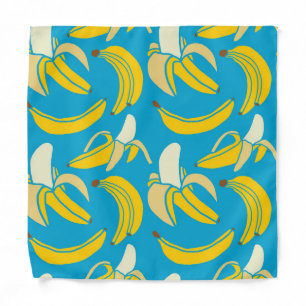 Yellow bananas, blue background pattern bandana