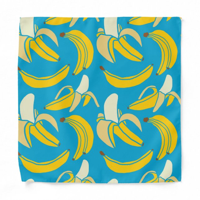Yellow bananas, blue background pattern bandana (Front)