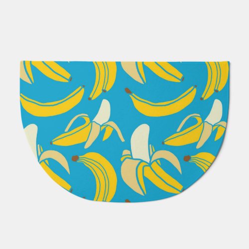 Yellow bananas blue background pattern doormat