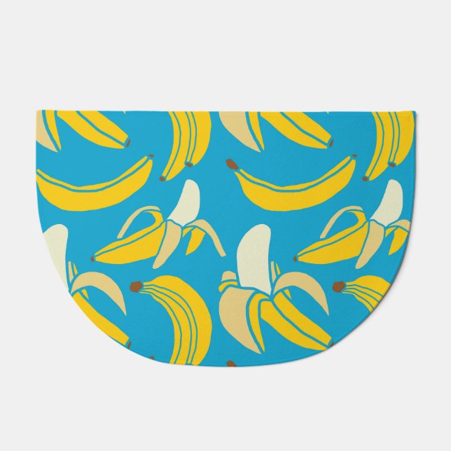 Yellow bananas, blue background pattern doormat (Front)
