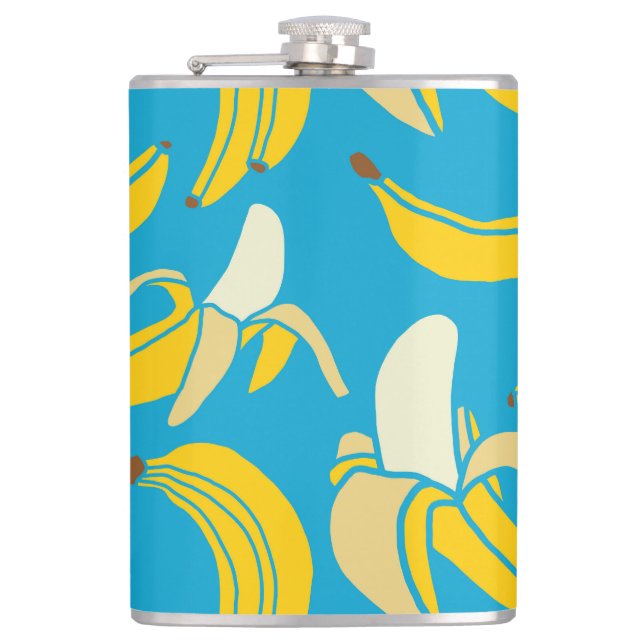 Yellow bananas, blue background pattern flask (Front)