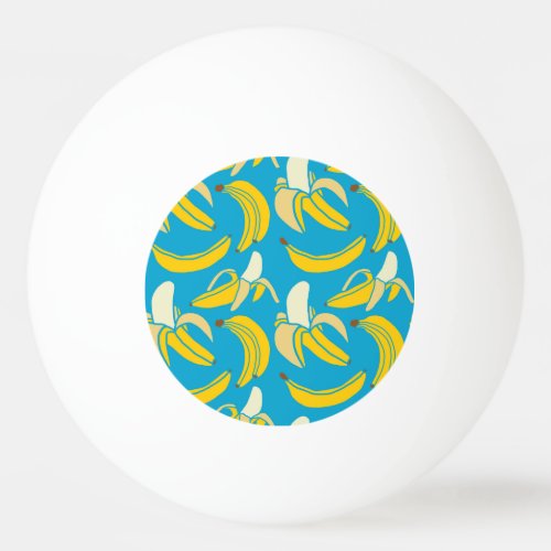 Yellow bananas blue background pattern ping pong ball