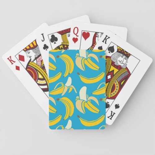 Yellow bananas blue background pattern playing cards