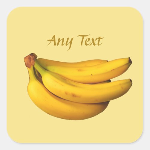 Yellow bananas in a bunch  square sticker