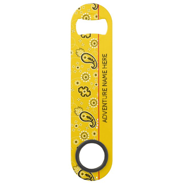 Yellow Bandana Custom Adventure Bottle opener (Back)