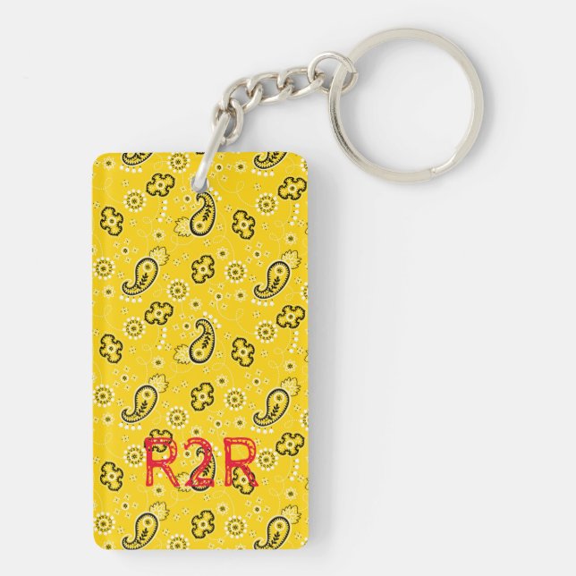Yellow Bandana INITIALS Grand Canyon AZ R2R Hiking Keychain (Back)