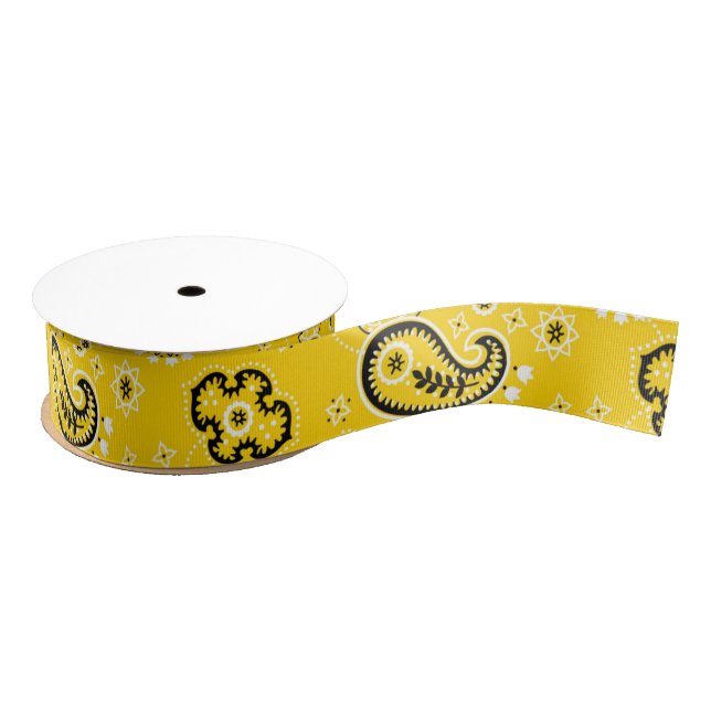 Yellow Bandana Modern Cowboy Gift Wrap Grosgrain Ribbon (Spool)