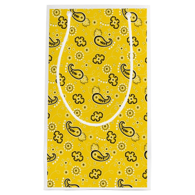 Yellow Bandana Modern Cowboy Western Outdoors Fun Small Gift Bag (Front)