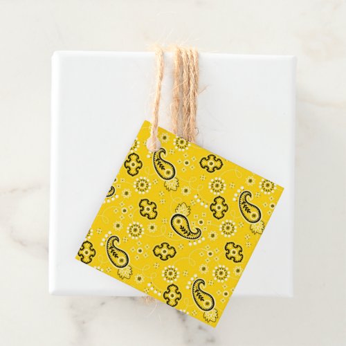 Yellow Bandana Modern Cowboy Western Rodeo Horses Favor Tags