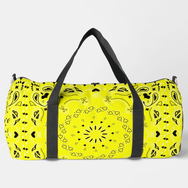 yellow bandana print cowgirl hearts duffle bag (Front)
