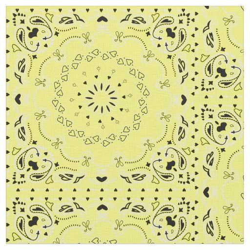 yellow bandana print cowgirl hearts fabric