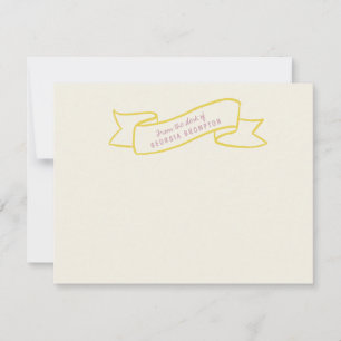 Yellow Banner Violet Purple Personalized Name Note Card