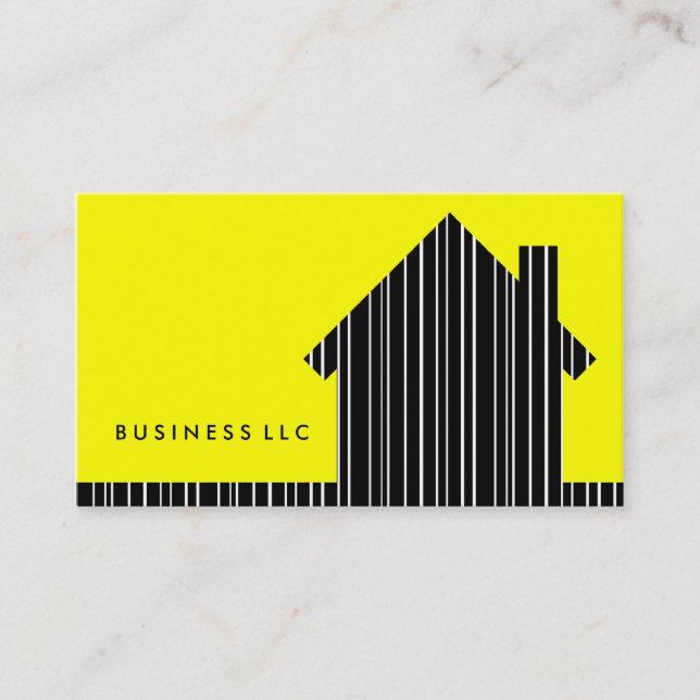 yellow barcode home business card (Front)
