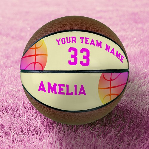 Yellow Basket Ball Girl Player Name Team Number Basketball