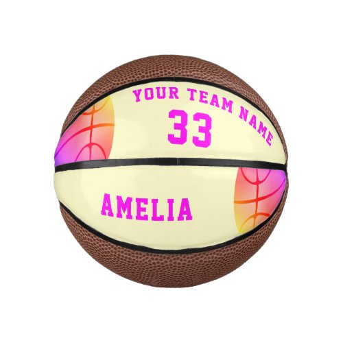 Yellow Basket Ball Girl Player Name Team Number  Mini Basketball