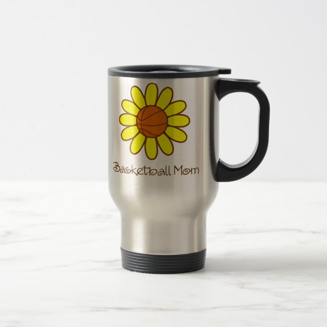 Yellow Basketball Mom Travel Mug (Right)