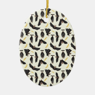 yellow bats ceramic ornament