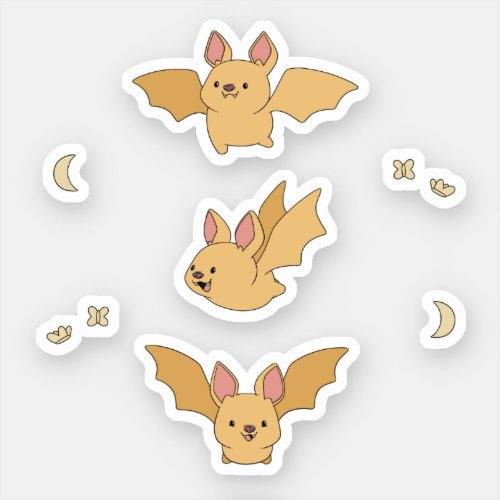Yellow Bats in the Night Halloween Sticker Pack