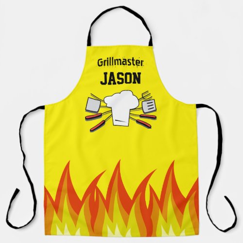 Yellow BBQ Grillmaster Apron Personalized