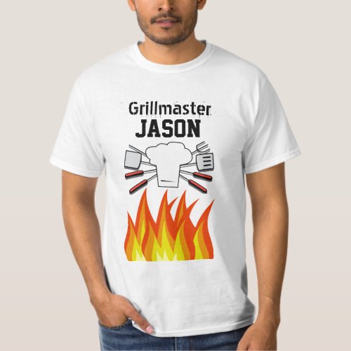 Yellow BBQ Grillmaster Personalized Mens T_Shirt 