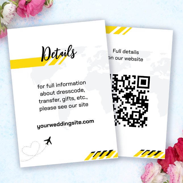 Yellow Beach Boarding Pass Wedding Enclosure Card (Yellow Beach Boarding Pass Wedding Enclosure Card)