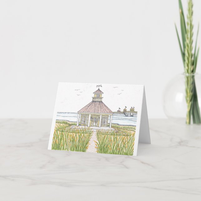 Yellow Beach Cottage Folded Note Card (Front)