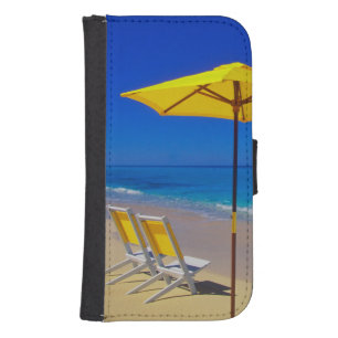 Yellow beach umbrella and chairs on pristine samsung s4 wallet case
