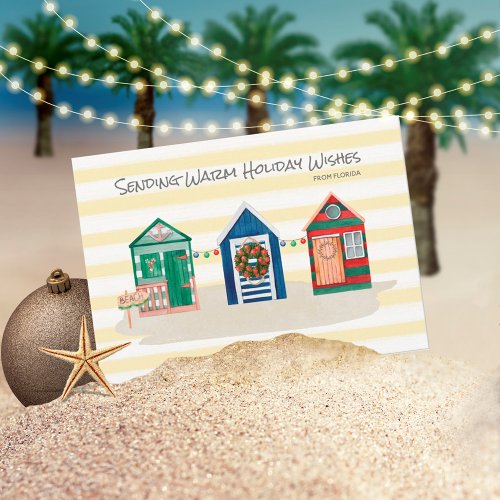 Yellow Beach Warm Wishes Beach Huts Holiday Card