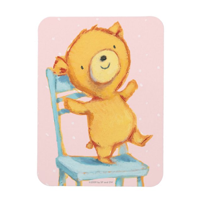 Yellow Bear Dances and Plays on Chair Magnet (Vertical)