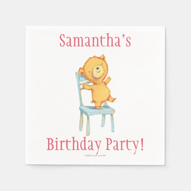 Yellow Bear Dances and Plays on Chair Paper Napkins (Front)