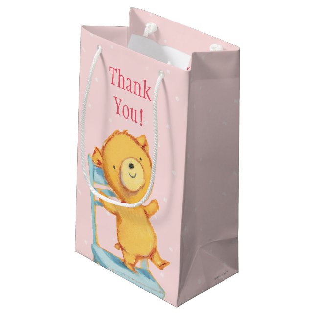 Yellow Bear Dances and Plays on Chair Small Gift Bag (Back Angled)