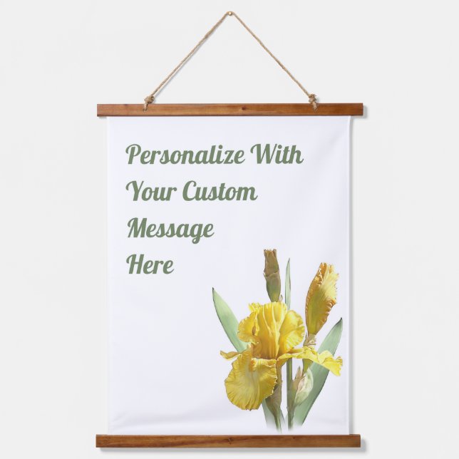 Yellow Bearded Iris Floral Art Personalized Hanging Tapestry (Front)