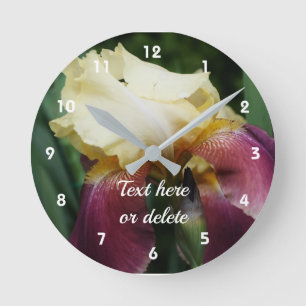 Yellow Bearded Iris Flower Personalized Round Clock