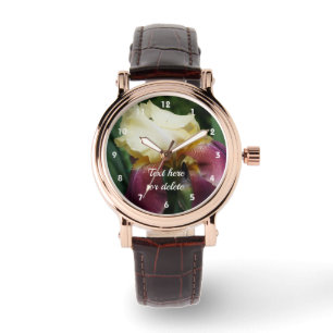 Yellow Bearded Iris Flower Personalized Watch