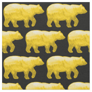 Yellow Bears on Black Fabric H