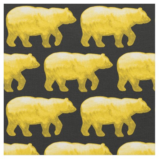 Yellow Bears on Black Fabric H