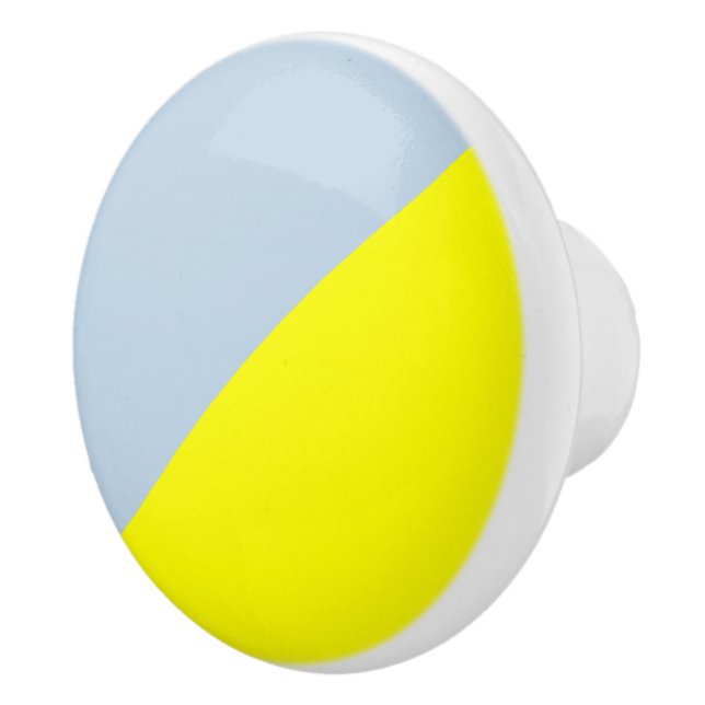 Yellow & Beau blue Solid Color Background Ceramic Knob (Right)