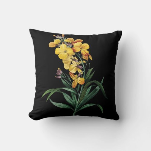 yellow beautiful flower black pillow