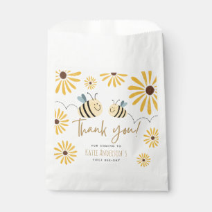 Yellow Bee and Sunflower First Bee-day Thank You Favor Bag