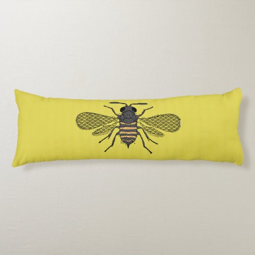 Yellow BEE Decor Vintage Honeybee Graphic Polkadot Body Pillow