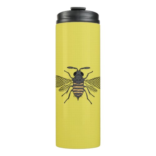 Yellow BEE Decor Vintage Honeybee Graphic Polkadot Thermal Tumbler