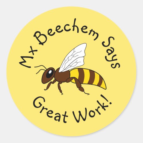 Yellow Bee Great Work Stickers