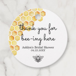 Yellow Bee Hive Bridal Shower Gift/Favor Tags