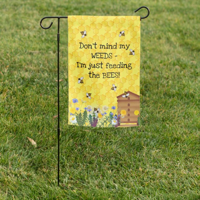 Yellow Bee Honeycomb Flower Weed Garden Flag (In SItu)