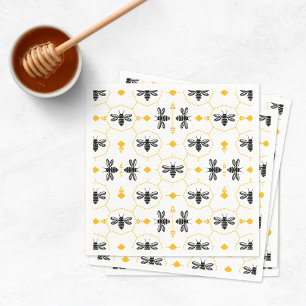 Yellow Bee Honeycomb Kids Summer Birthday Party Napkins