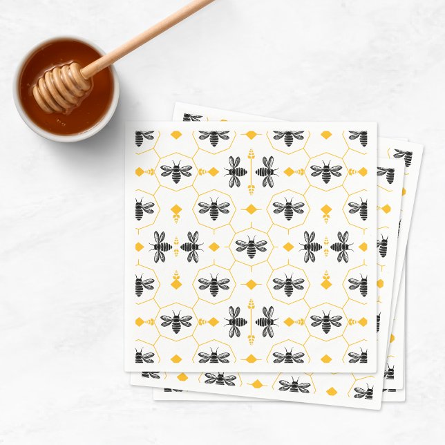 Yellow Bee Honeycomb Kids Summer Birthday Party Napkins (Yellow Bee Honeycomb Kids Summer Birthday Party Napkins)