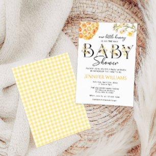 Yellow Bee Little Hunny Gender Neutral Baby Shower Invitation