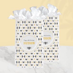 Yellow Bee Modern Kids Summer 4th Birthday Party Small Gift Bag